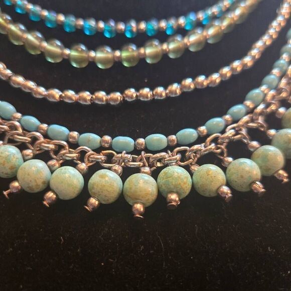 NWOT 5 strand Mixed Bead Necklace Turquoise - Picture 2 of 7